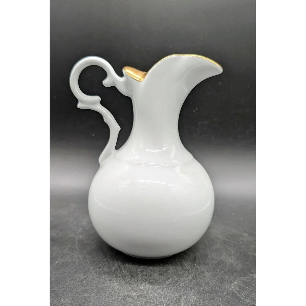 Pavillon de la Porcelaine Limoges France Mandarin Duck Lotus Gold Trim Pitcher